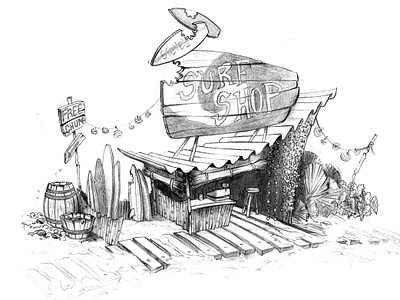 Surf Shack Close-up animation drawing illustration layout pencil drawing prop design visual development