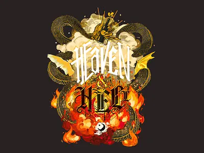Heaven and Hell Stout Label beer label branding design exploratory flames graphic art idendity illustration illustrative design typography