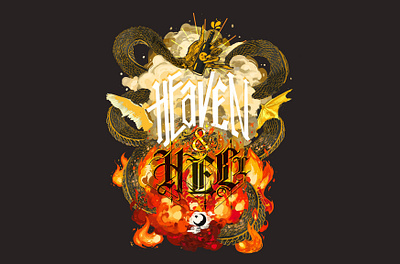 Heaven and Hell Stout Label beer label branding design exploratory flames graphic art idendity illustration illustrative design typography