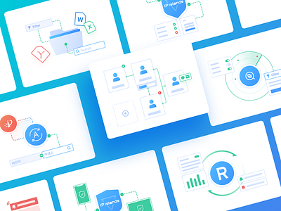 ZhiChanDao Illustration Library blue branding design green icons illustration ui
