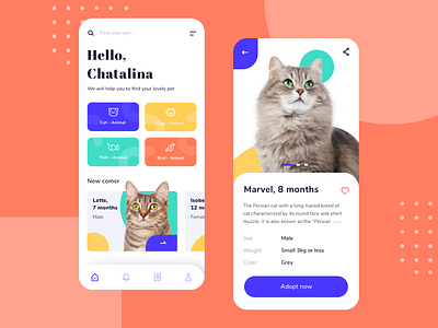 Animal Adopt Apps adopt adoption animal apps apps design cat home mobile app mobile ui noansa shelter ui