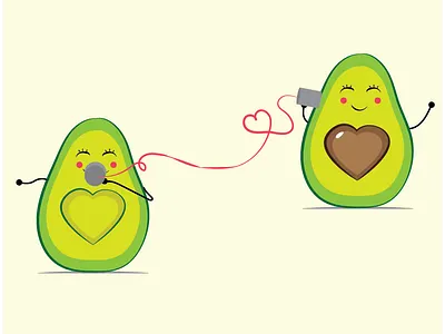 LONG DISTANCE LOVE art avocado avocados call characters design food fruit green illustration illustrator lgbt love merch merchandise romance t shirt vector veggies
