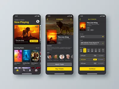 Cinema App calendar cinema concept design movies ticket ui