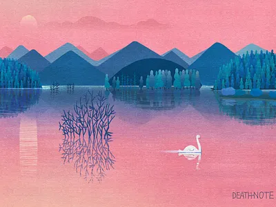 Poetic Landscape china bird blue china landscape mountain pink river water