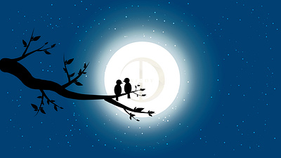 NIGHT SKY art artwork bird birds compassion creative creative design design illustration love moon moonlight night romance stars