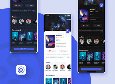 Film Ticket Page. blue design ui video