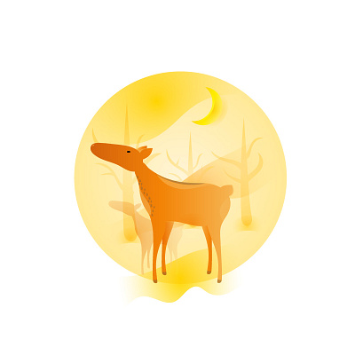 Forest tale animal bambi cartoon cartoon illustration circle deer deer illustration deers forest forest animals illustraion warm colors yellow
