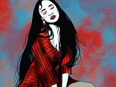 Sensitive art artwork blue design drawing fashion fashion illustration illustration portrait