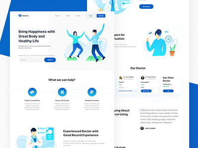 Healcare Landing Page Exploration customer service doctor gradient gradients happy health health app health care healthcare healthy illustration ilustration landing page passion ui website