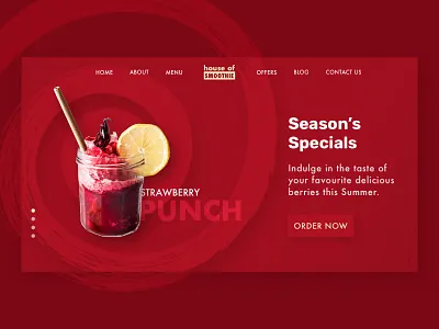 Smoothie Ordering Platform | Smoothie Shop Landing Page beverage branding creative design drink fruits homepage landingpage refreshing smoothie strawberry summer tropical typography ui uidesign ux uxdesign website