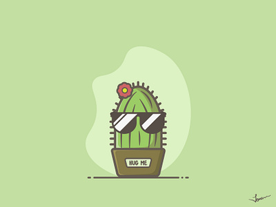 Cactus cactus cartoon cartoon character cute flower hug illustration