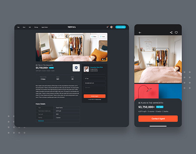 Listing Details agents app business buy colorful dark mode dark theme home app interface landing page listing page real estate retail sell ui ui ux design web design