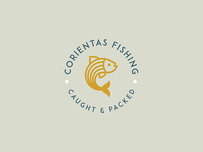 Corientas Fishing branding elegant emblem fish food geometry icon illustration logo luxury retro