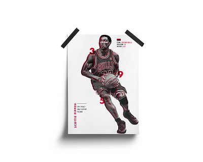 Scottie Pippen Poster basketball basketball player brand branding bulls chicago chicago bulls design flyer infographic nba nba finals nba player nba poster pippen player poster poster design scottie pippen stats