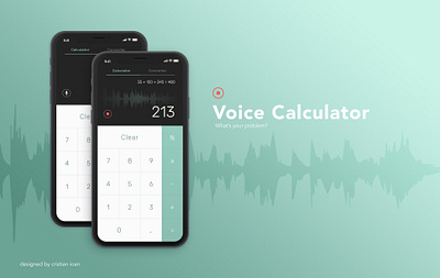 Voice Calculator (DailyUI 004) calculator converter dailyui004 teal ui ux voice waveform