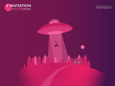 1 Dribbble Invitation brandig community draft dribbble dribbble invite dribbble invite giveaway graphic design illustraion invitation invite ufo vector visual design