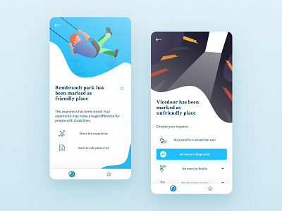 Friendly & Unfriendly Places clean clean ui design disabilities disability disable disabled friendly mobile mobile app mobile ui modern people product design social social app ui uidesign ux uxdesign