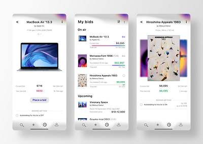 Auction App Redesign, inspired by Mitsuo Katsui app concept apple application ui applications auction auctions bidding challenge concept ecommerce ecommerce app ecommerce design macbook mad5 sell sell your art uidesign ux ui ux design uxui