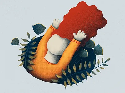 Draws you in art character digital painting fall flower grain illustration ipad pro orange people plants procreate texture woman