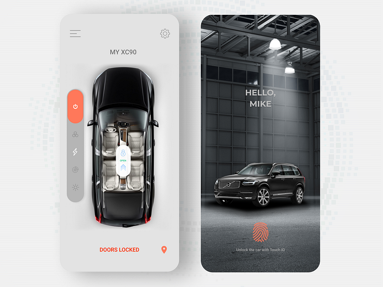 Auto app for door lock control by Anton Kanonchyk on Dribbble