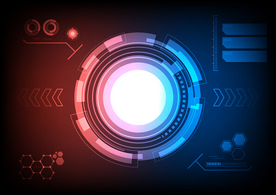 Hologram monitor screen arc reactor artificial intelligence background circle design digital graphic hologram hud illustration military monitor operation system os radar screen technology ui user interface vector