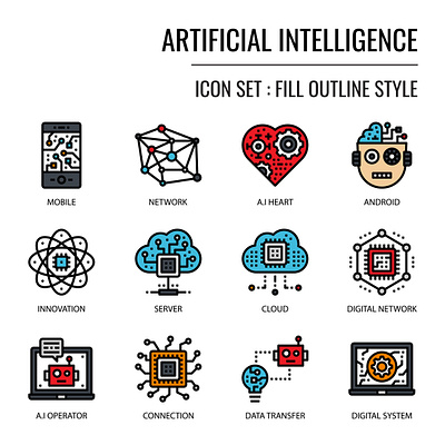 Artificial Intelligence fill outline app artificial intelligence computer cyborg design digital droid icon illustration innovation pixelperfect robot technology ui user interface vector