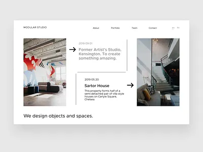 Modular studio arhitecture clean concept homepage interior ui web web design website