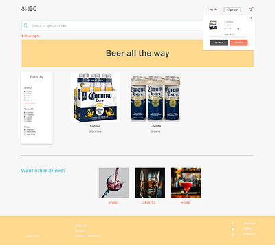 Beverages Delivery Website - Product Page adobexd clean design clean ui design ux uxui web webdesign