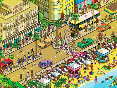 Rio de Janeiro: A Seek and Find Game for Compare the Market advertising cities city detail infographic isometric isometric art isometric illustration map pixel art where is waldo where is wally