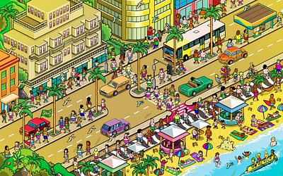 Rio de Janeiro: A Seek and Find Game for Compare the Market advertising cities city detail infographic isometric isometric art isometric illustration map pixel art where is waldo where is wally