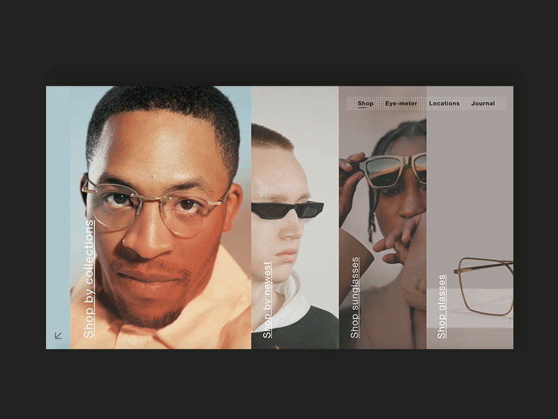 Transition Menu webshop animation expand fashion filter glasses interface interface design menu minimal modern shop tap transition trends type typedaily typography ux webshop