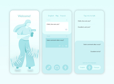 Translator App app design graphic illustration mobile translator ui ux vector