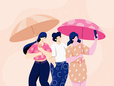 fun in rain character design colors concept design digital flat vector illustration rain vector