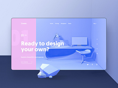 Create - Landing Page 3d 4d c4d concept design system homepage interior landing page ui ux vectary workspace