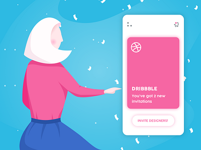 2 Dribbble invitations design illustration invites simple ui vector