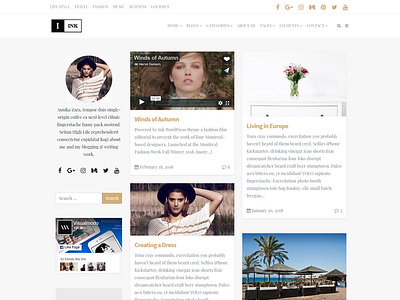 Blog Masonry Left - Ink WordPress Theme articles blog blog design blog post blogger blogger template blogging design grid masonry page builder plugins posts responsive site builder template theme web design web development wordpress