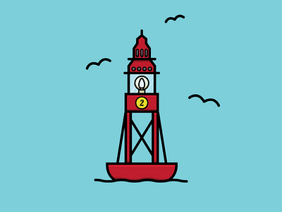 Floating Like A Bouy at sea bouy flat design ocean stuff red seagulls vector vector graphics vectorart