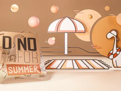DinoFor Summer Edition 3dart 3dillustration blender branding dino summer