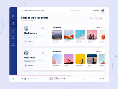 Bold - Web app concept admin panel arounda agency clean dashboard interface meditation player sketch ui ux web app web design