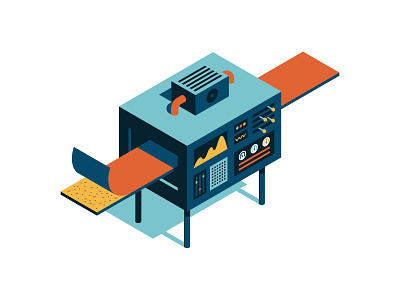 Wood Machine illustration isometric machine vector wood