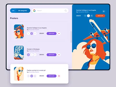 Poster Printing App dashboad design digital dribbble e commerce interaction design interface menu popup post poster swipe tablet ui user experience user inteface ux web webdesign website