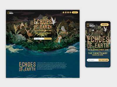 Echoes Of Earth Music Festival animals branding design eco friendly green illustration leaves mobile mobile ui music festival nature responsive responsive website ui ux vector web design website