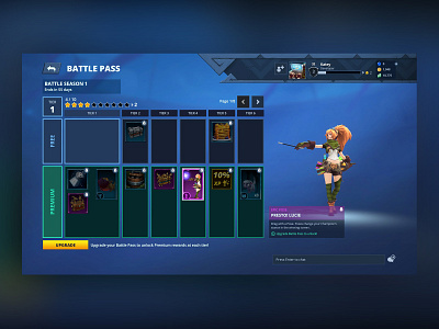 Battlerite Battle Pass UI design game art game design game development games ui ui ux design