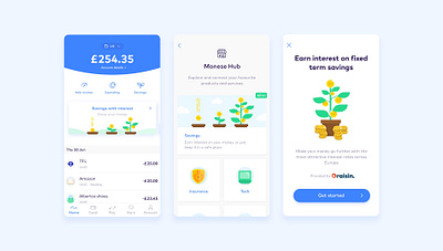 Savings with Interest app app design bank branding design fintech illustration ios monese money ui ux vector