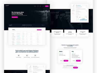 Easyshoot Landing application black landing landing page photograhy pink ui uiux ux