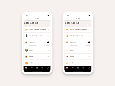 Diary Cards - Food Diary App avenir clean futura ios app design minimal mobile app design product design sketch ux ui design