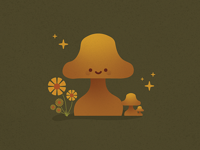 Lil' Mushroom. character cute design earthy illustration lettering mushroom shroom vintage