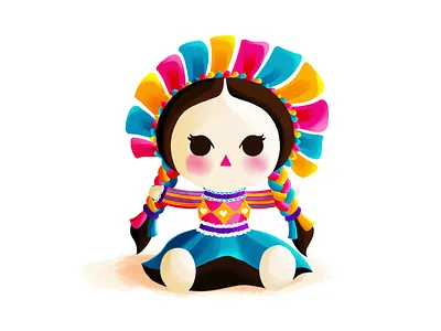 María artesanal colorful cute design doll folkart girl illustration maría mexican mexico mexico city muñeca ribbons trapo