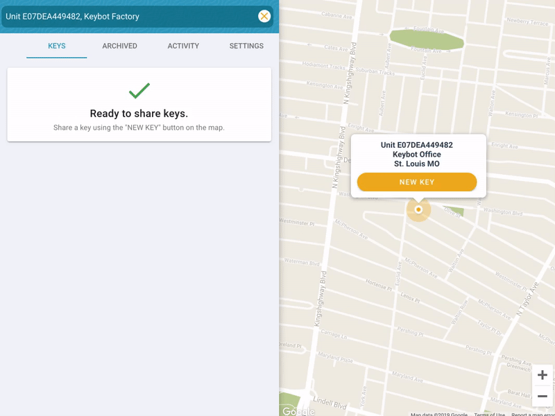 Keybot Web App - Search for lock by address app design desktop app keybot ui ux vue vue.js