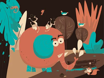 Jungle Illustrations bedtime story character character design elephant friendship identity illustraion jungle kid kids monkey monkeys story tale wild wildlife